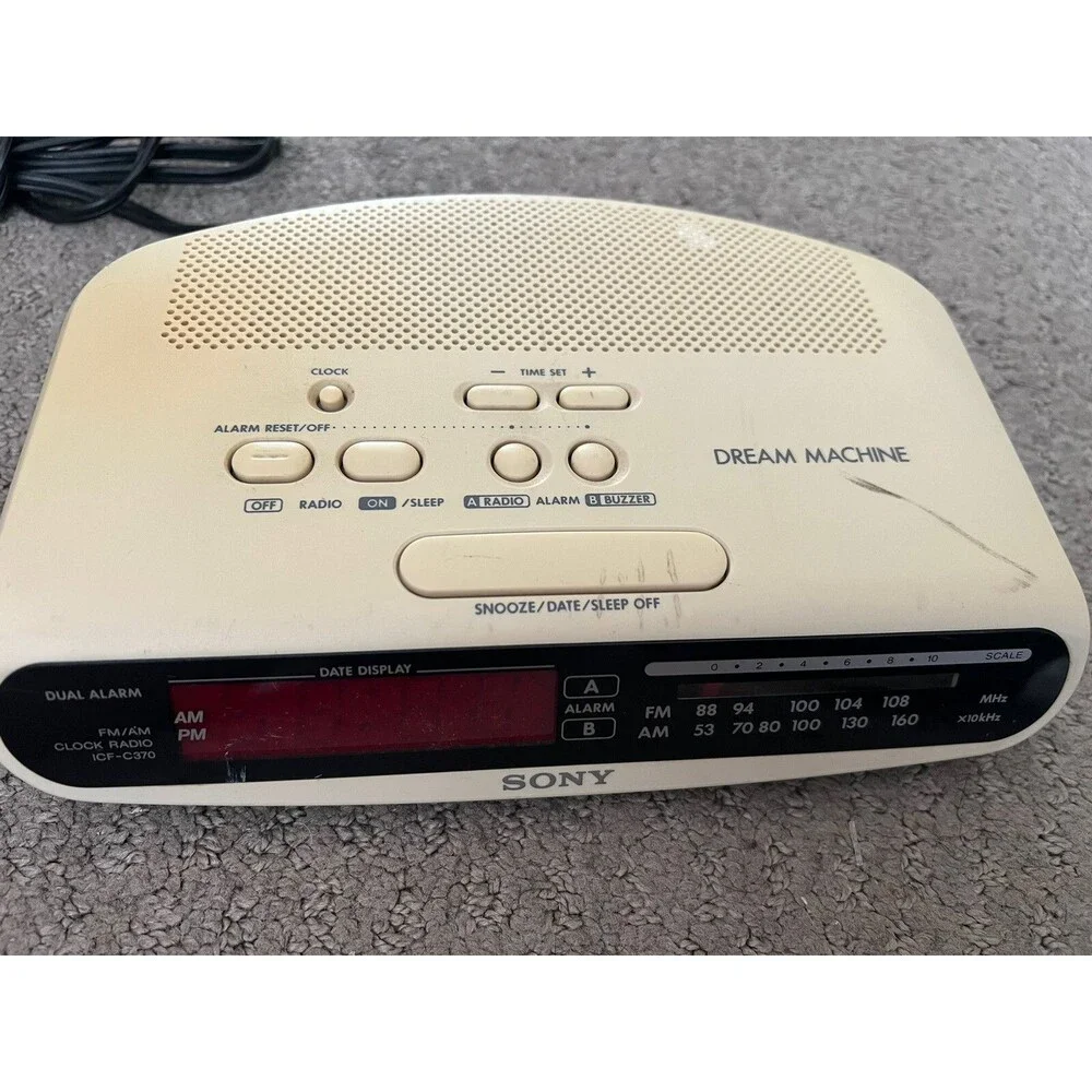 Sony Dream Machine ICF-C370 Dual Alarm Clock Radio AM FM Snooze Sleep Vintage